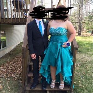 JJ’s House High-Low Prom Dress (Plus Size, Aqua/Teal)